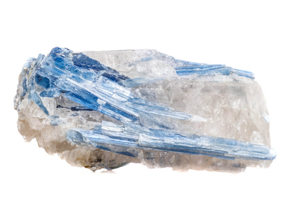 カイヤナイトの原石,概要説明,繊維模様,ブルー